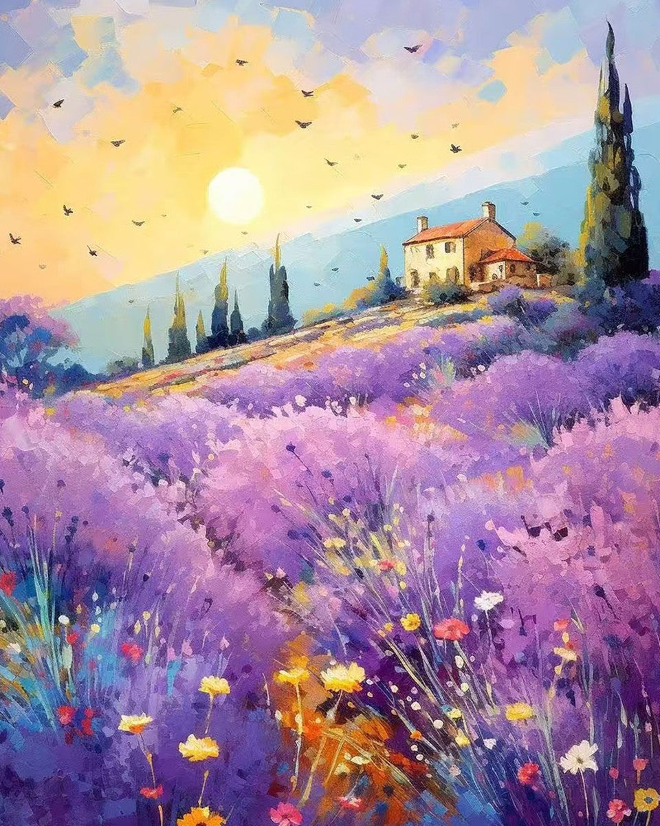 Lavender Hill Sunrise – Paint by Numbers Kit