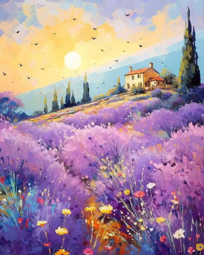Lavender Hill Sunrise – Paint by Numbers Kit