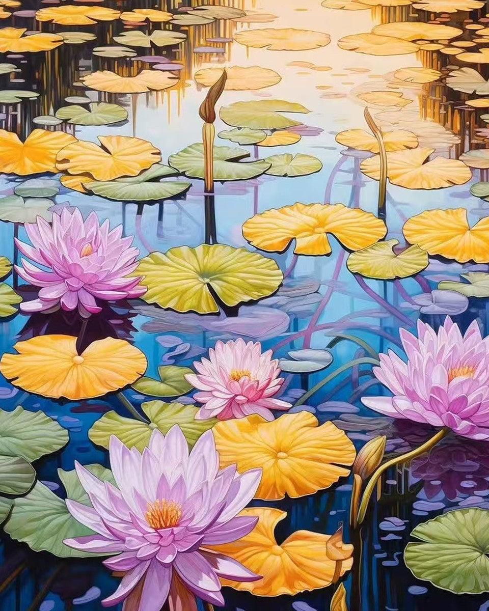 Serene Water Lily Pond – Paint by Numbers Kit