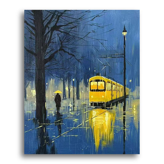 Rainy Night Tram – Paint by Numbers Kit