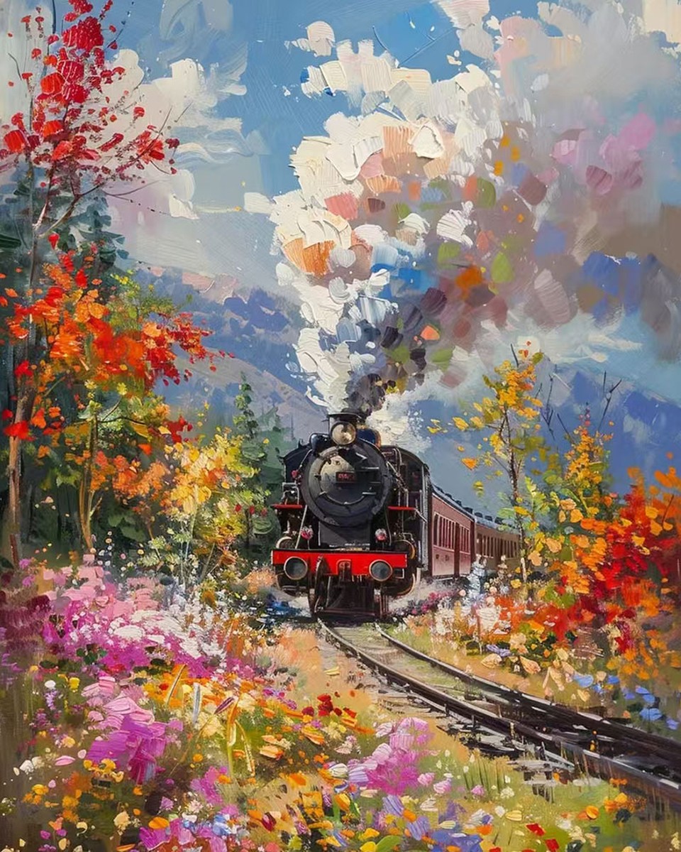 Autumn Steam Train – Paint by Numbers Kit