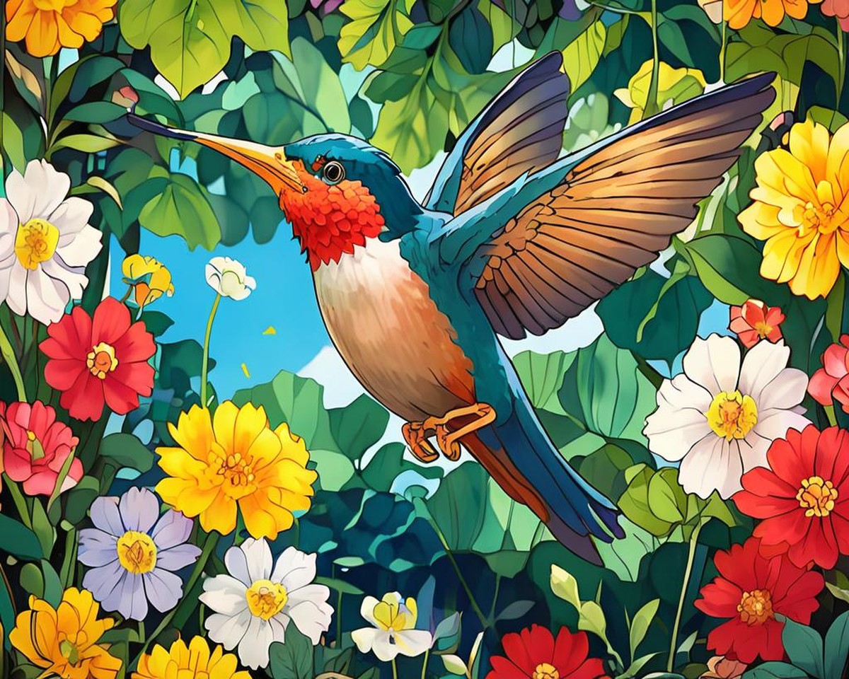 Vibrant Hummingbird Flight – Paint by Numbers Kit